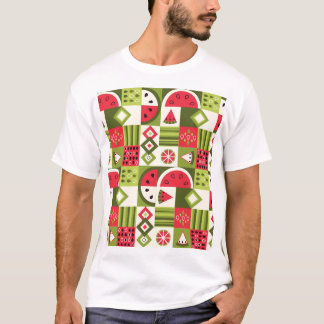 Camiseta Impressão de Arte de Elementos de Melancia Decorat