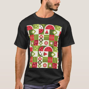 Camiseta Impressão de Arte de Elementos de Melancia Decorat