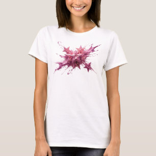 Camiseta Impressão de Arte de Estrelas Abstratas Rosa Elega