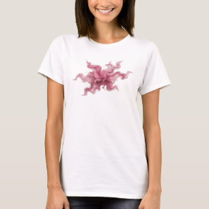Camiseta Impressão de Arte de Fitas Abstratas Rosa Moderna