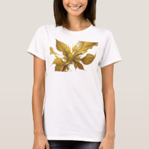 Camiseta Impressão de Arte de Folhas Abstratas Laranja Chic