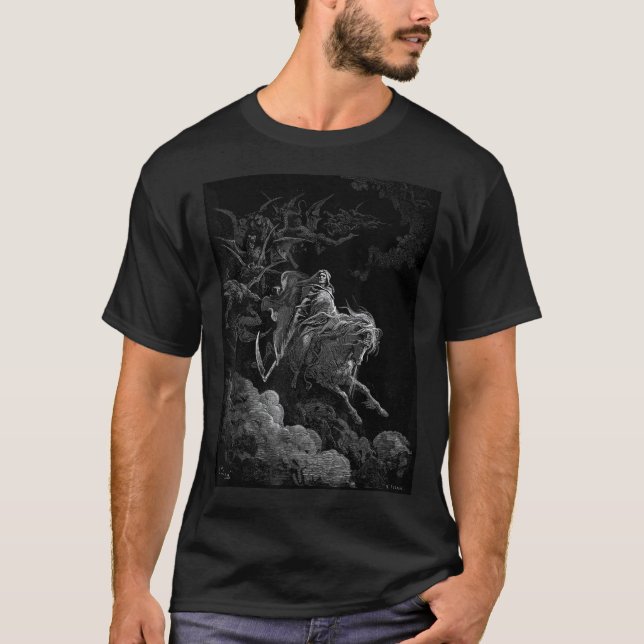 Camiseta Impressão de arte de Gustave Dore - Morte no Caval (Frente)