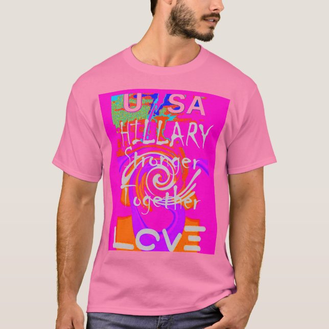 Camiseta Impressão de Arte de Inspiração Hillary com Bordas (Frente)