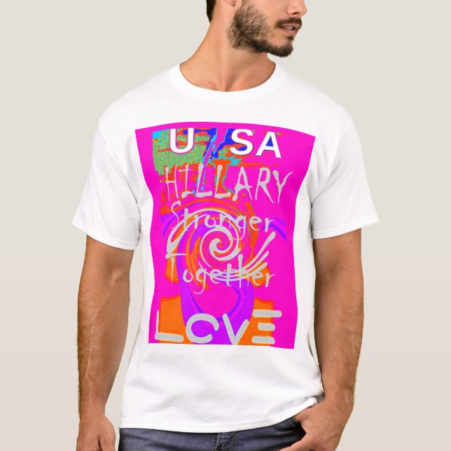 Camiseta Impressão de Arte de Inspiração Hillary com Bordas (Frente)