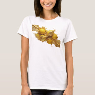 Camiseta Impressão de Arte de Limões Abstratos Laranja Mode