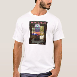 Camiseta Impressão de Arte de Ovo de Páscoa Decorado