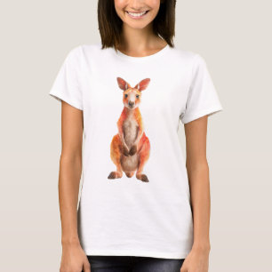 Camiseta Impressão de Arte de Retrato Vibrante de Canguru V