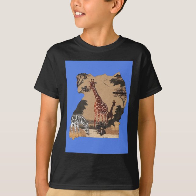 Camiseta Impressão de Arte do Mapa da Vida Selvagem de Ugan (Frente)