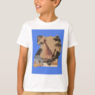 Camiseta Impressão de Arte do Mapa da Vida Selvagem de Ugan