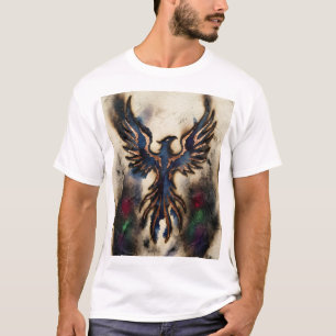 Camiseta Impressão de Arte Fantasia Fogo Escuro Fenix Ascen