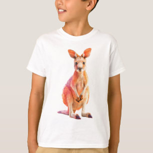 Camiseta Impressão de Arte Fina de Canguru em Aquarela Radi