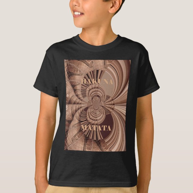 Camiseta Impressão de Arte Fractal de Hakuna Matata African (Frente)