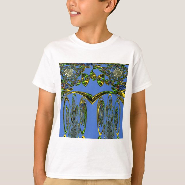 Camiseta Impressão de Arte Iridescente com Design Abstrato  (Frente)