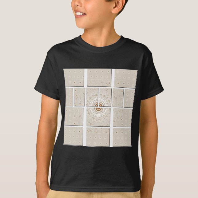 Camiseta Impressão de Arte Mosaica do Motif Africano Tradic (Frente)