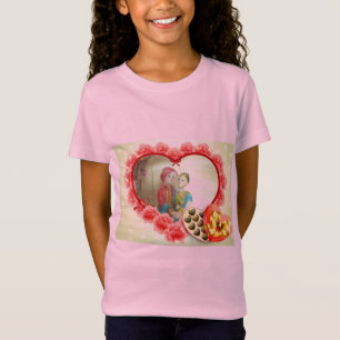 Camiseta Impressão de Arte Romântica do Coração do Amor