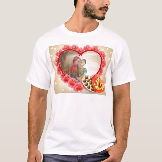 Camiseta Impressão de Arte Romântica do Coração do Amor (Frente)