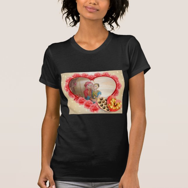 Camiseta Impressão de Arte Romântica do Coração do Amor (Frente)