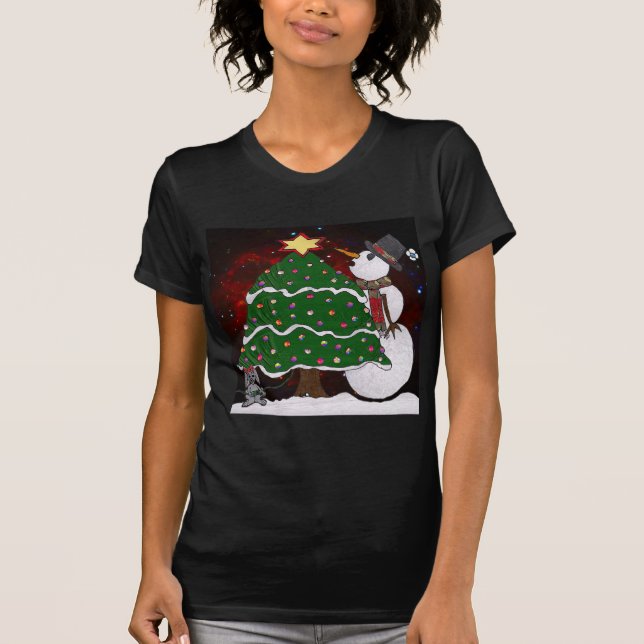 Camiseta Impressão de Arte Surpresa de Árvore de Natal (Frente)