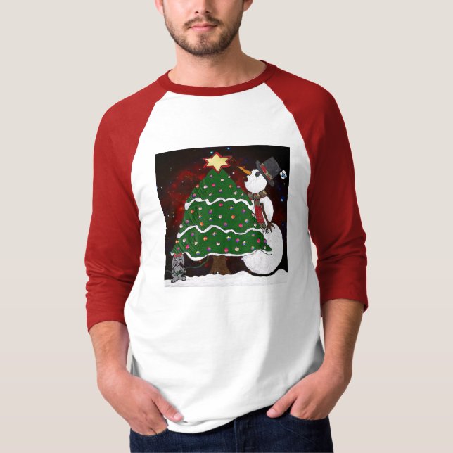 Camiseta Impressão de Arte Surpresa de Árvore de Natal (Frente)