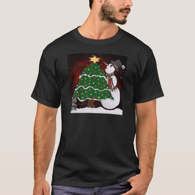 Camiseta Impressão de Arte Surpresa de Árvore de Natal (Frente)