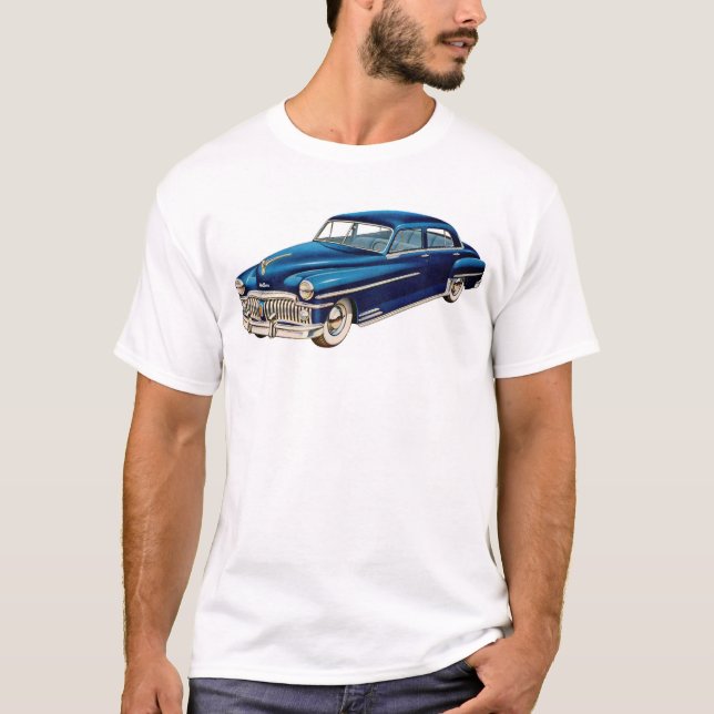 Camiseta impressão de automóvel DeSoto azul 1950 (Frente)