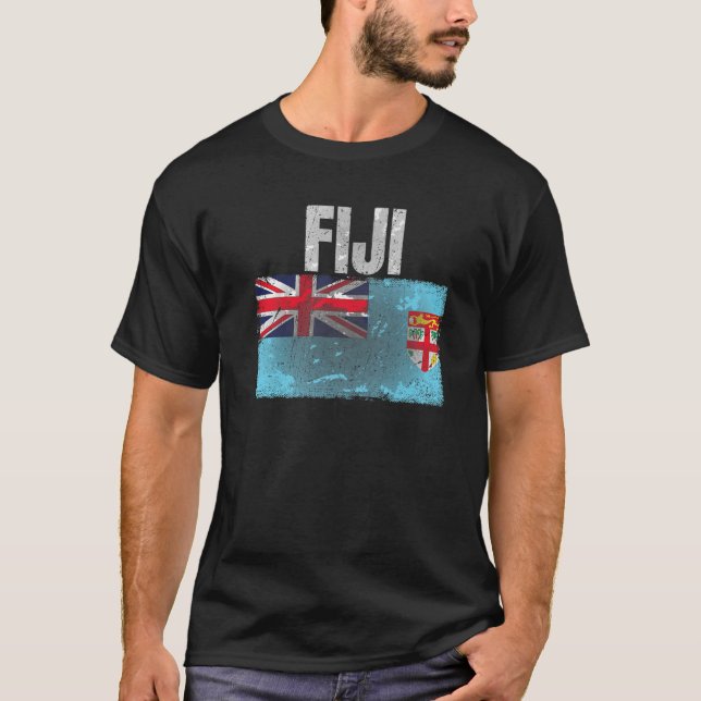 Camiseta Impressão De Bandeira Da República De Fiji Afastad (Frente)