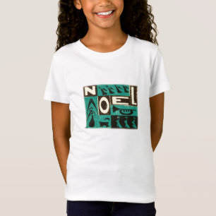Camiseta Impressão de bloco verde do vintage de Noel