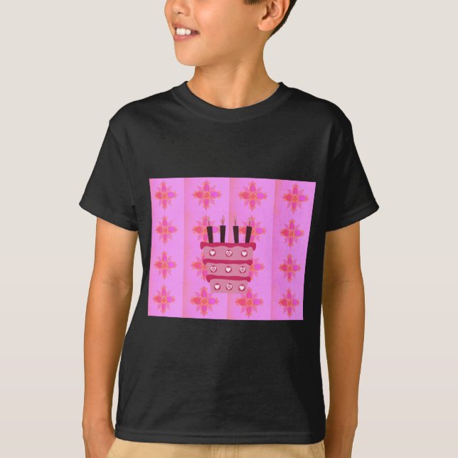 Camiseta Impressão de Bolo de Bolo Rosa (Frente)