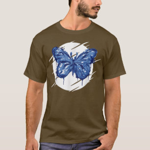 Camiseta Impressão de Borboleta Azul