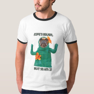 Camiseta Impressão de Cachorro "A vida é dura, mas