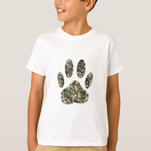 Camiseta Impressão de Cachorro de Camo Distante