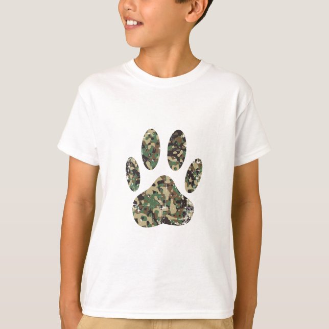 Camiseta Impressão de Cachorro de Camo Distante (Frente)