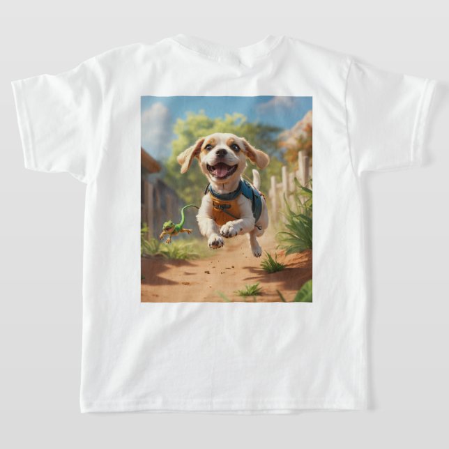 Camiseta Impressão de Cachorro Encantadora para Cr (Postura das costas)