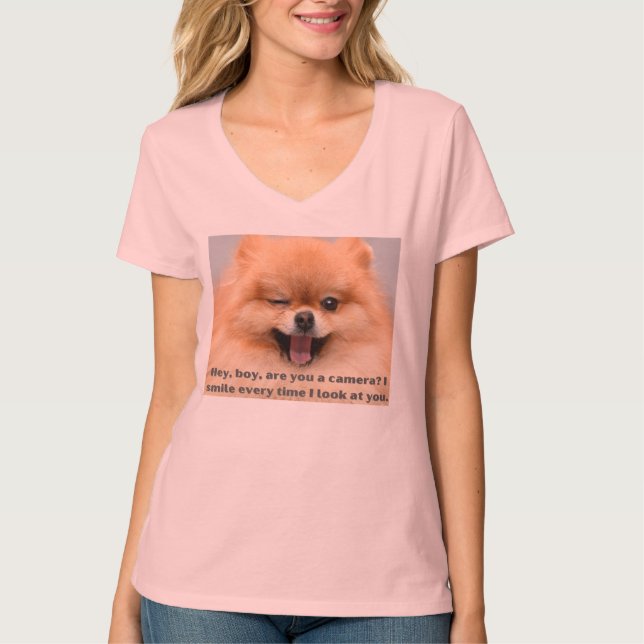 Camiseta Impressão de Cachorro Engraçado - Ei garoto (Frente)