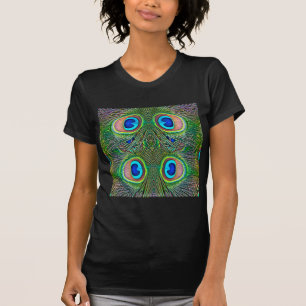 Camiseta Impressão de Caleidoscópio de Penas de Pavão