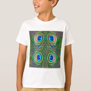 Camiseta Impressão de Caleidoscópio de Penas de Pavão