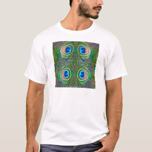 Camiseta Impressão de Caleidoscópio de Penas de Pavão