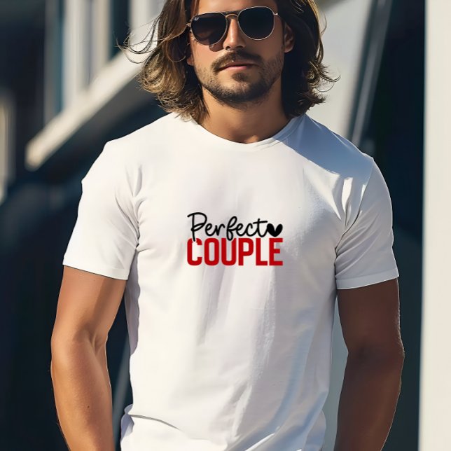 Camiseta Impressão de Casal Perfeito legal (Cool Perfect Couple Print T-Shirt)