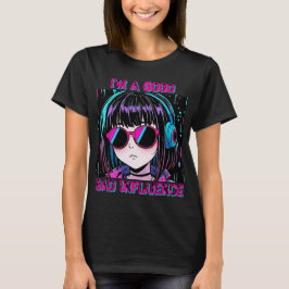 Camiseta Impressão de Citação Rosa e Azul