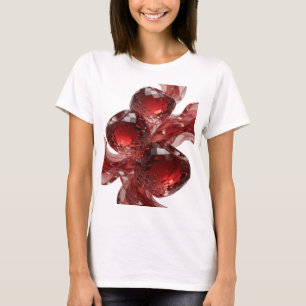 Camiseta Impressão de Corações de Vidro Vermelho Prata em N