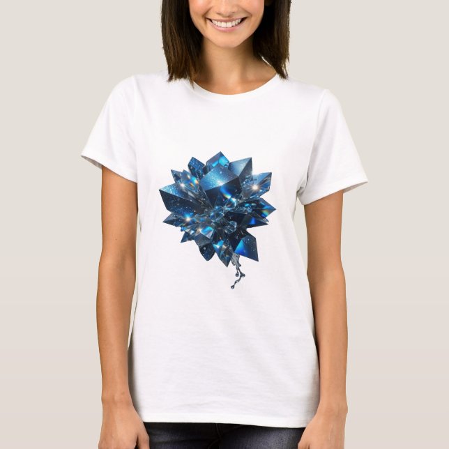 Camiseta Impressão de CRISTAIS AZUIS de Prata NÍTIDA (Frente)