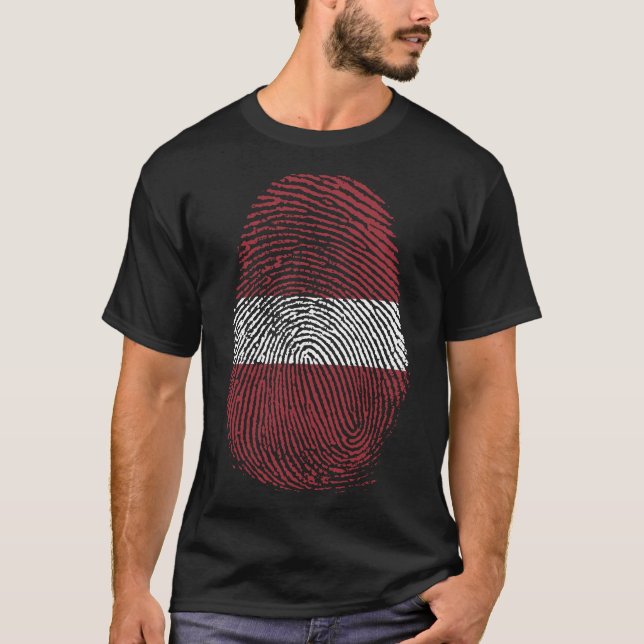 Camiseta Impressão de dedo - Letónia (Frente)