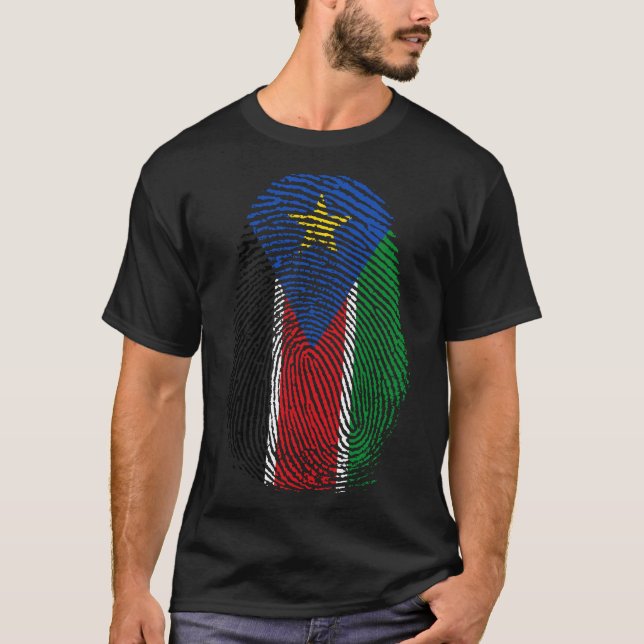 Camiseta Impressão de dedo - Sudão do Sul (Frente)