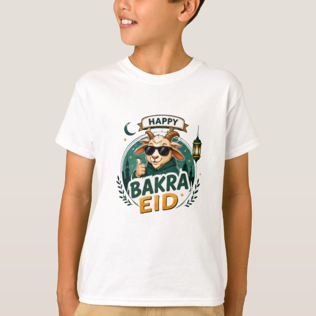 Camiseta Impressão de desenho animado de cabra do Eid (Frente)