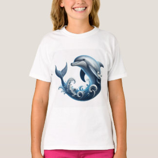 Camiseta "Impressão de Dolphin T-Shirt da Sinfonia Oceânica