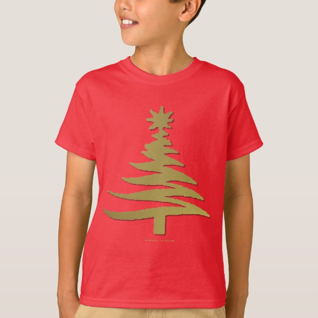 Camiseta Impressão de Estêncil de Árvore de Natal Moderno D (Frente)