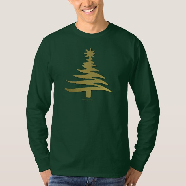 Camiseta Impressão de Estêncil de Árvore de Natal Moderno D (Frente)