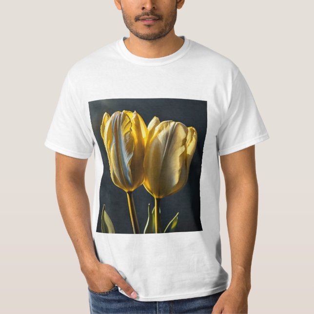 Camiseta impressão de flor de tulipa. (Frente)