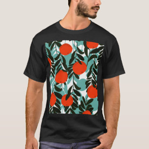 Camiseta Impressão de Fruta de Jardim de Laranja sem costur