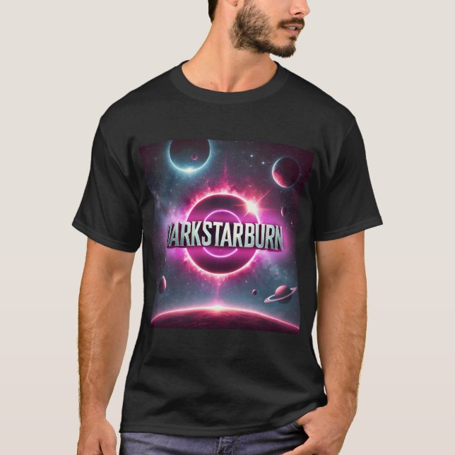 Camiseta Impressão de Galáxia DarkStarBurn. (Frente)